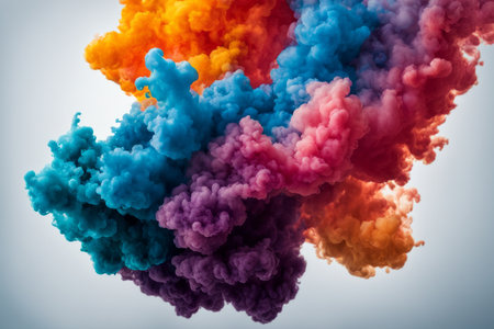Colorful smoke on a white background. 3d rendering, 3d illustration.の素材