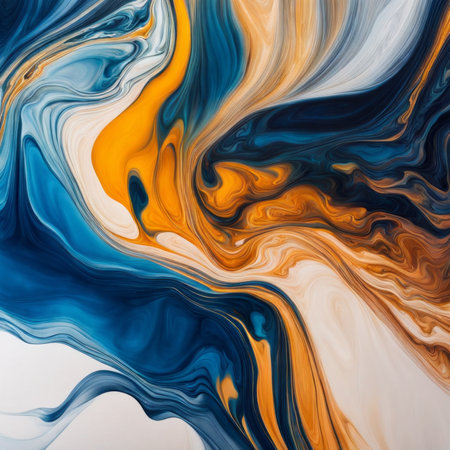 abstract background with colorful marble pattern in blue, orange and yellow colorsの素材