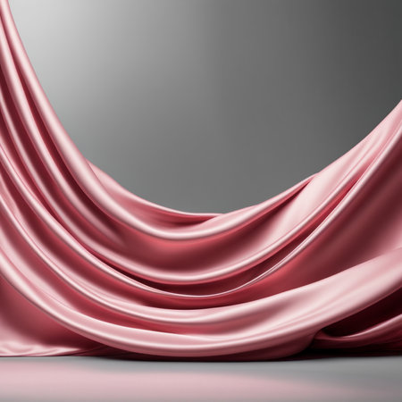 Abstract background of red silk or satin. 3d render illustrationの素材