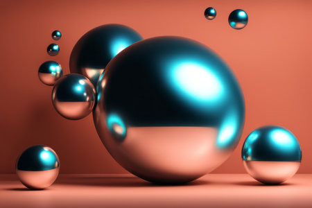 3d render, abstract background with spheres, 3d illustration.の素材