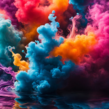 Colorful cloud of ink in water on black background. 3D renderingの素材