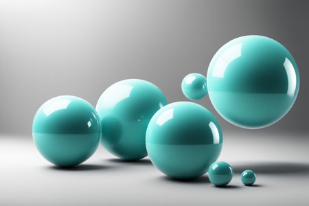 Abstract 3d rendering of shiny spheres in empty space. Futuristic background.の素材