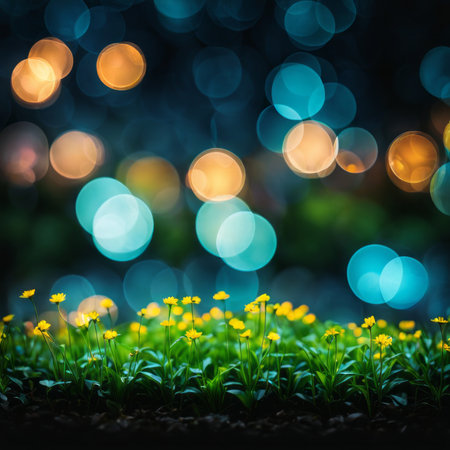 abstract bokeh background with small flower and bokeh lightsの素材