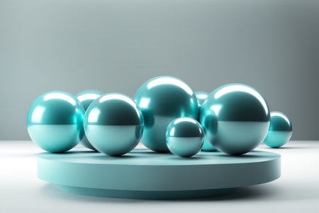 3d rendering of blue balls on white background. Abstract background.の素材