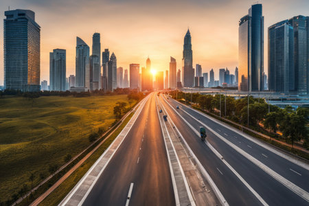 the light trails on the modern building background in shanghai china.の素材