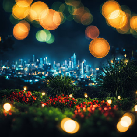 beautiful bokeh city at night,bokeh backgroundの素材