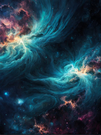 Abstract space background with nebula, stars and galaxies. Cosmic art.の素材