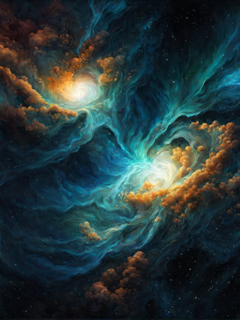 Cosmic space and stars, computer generated abstract background, 3D renderingの素材