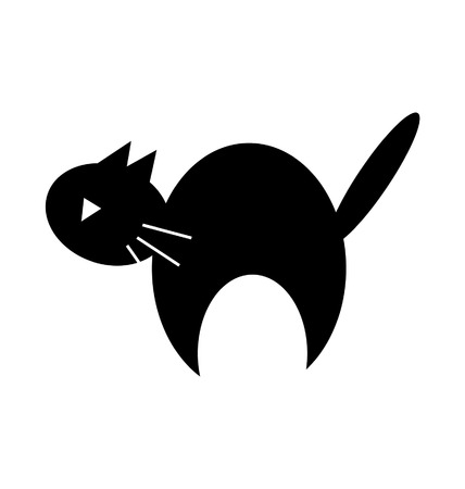 Cute Halloween black cat silhouette clipartのイラスト素材