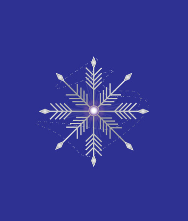 Silver snowflake on blue background