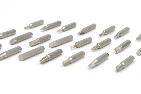 Screw driver bit different type on white backgroundの写真素材