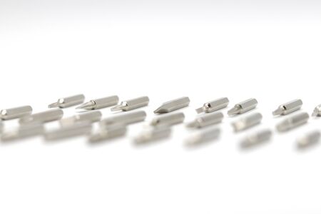 Screw driver bit different type on white backgroundの写真素材