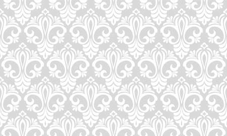 Flower geometric seamless pattern. Gray and white ornament. Fabric for ornament, wallpaper, packaging, vector background.のイラスト素材