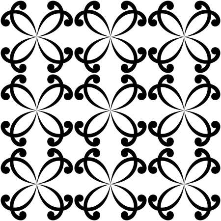 Floral geometric seamless pattern. Black and white ornament. Fabric for ornament, wallpaper, packaging, vector backgroundのイラスト素材