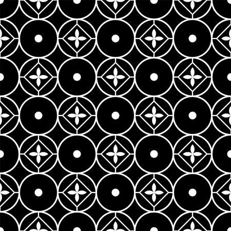 Abstract geometric seamless pattern. Black and white with circle and lines. vector background.のイラスト素材