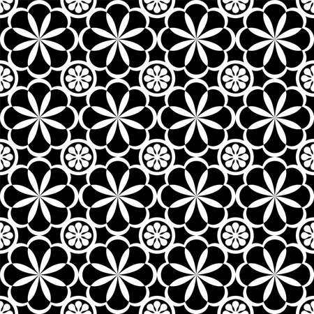 Abstract geometric seamless pattern. Black and white style pattern with circle and line.のイラスト素材