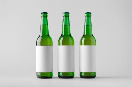 Beer Bottle Mock-Up - Three Bottles. Blank Labelの写真素材