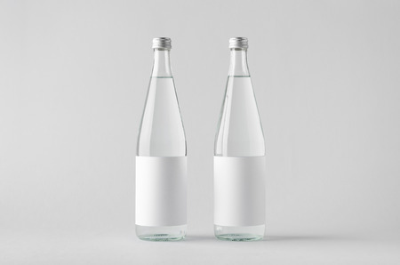 Water Bottle Mock-Up - Two Bottles. Blank Labelの写真素材