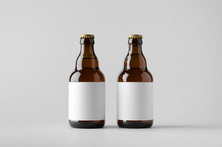 Beer Bottle Mock-Up - Two Bottles. Blank Labelの写真素材