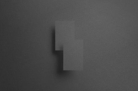 Black Business Card Mock-Up (85x55mm) - Two Floating Overlapping Cardsの写真素材