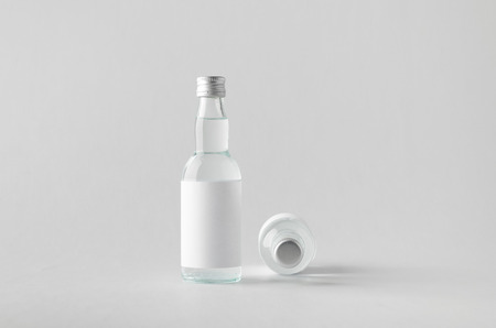 Miniature Spirits/Liquour Bottle Mock-Up - Two Bottles. Blank Labelの写真素材
