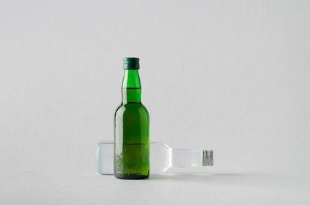 Miniature Spirits/Liquour Bottle Mock-Up - Two Bottlesの写真素材