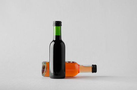 Wine Quarter/Mini Bottle Mock-Up - Two Bottlesの写真素材