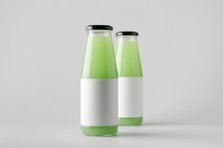Juice Bottle Mock-Up - Two Bottles. Blank Labelの写真素材