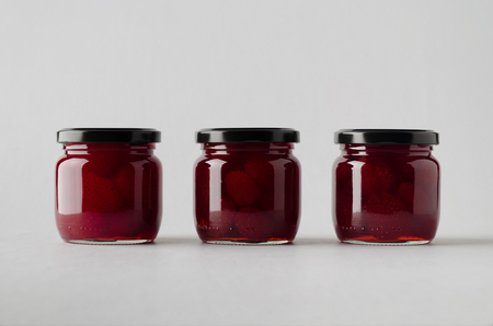 Strawberry Preserves Jar Mock-Up - Three Jars