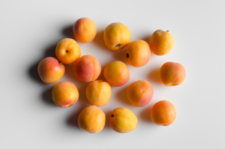 Multiple Apricots on White Backgroundの写真素材