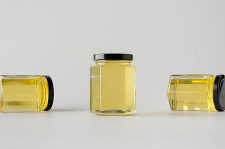 Honey Jar Mock-Up - Three Jarsの写真素材