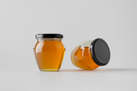 Honey Jar Mock-Up - Two Jarsの写真素材