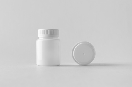 White plastic supplement / medicine mock-up.の写真素材