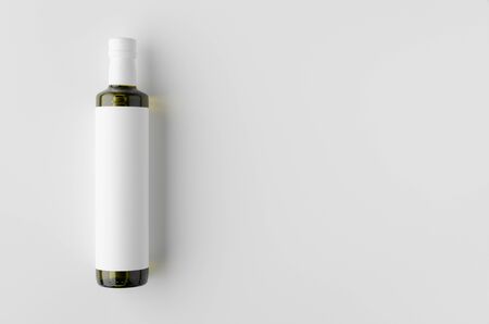 Olive / sunflower / sesame oil bottle mockup. Top view, blank label.の写真素材
