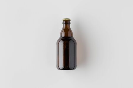 Top view of a beer bottle mockup.の写真素材