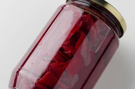 Pickled beets jar mockup. Closeup.