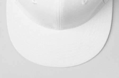 White snapback cap mockup closeup.の写真素材