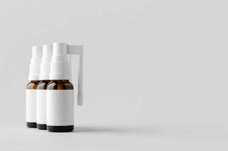 Oral, throat spray mockup. Amber bottle with blank label.