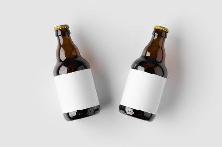 Steinie beer bottle mockup with blank label.の写真素材