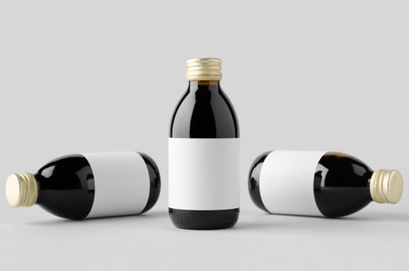 Cold brew coffee glass bottle mockup with blank label.の写真素材