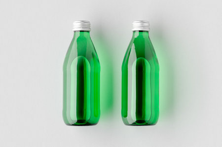Water bottle mockup. Green glass.
