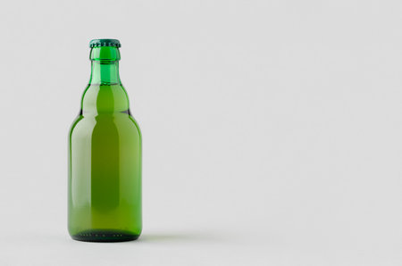 Green steinie beer bottle mockup with copyspace.の写真素材