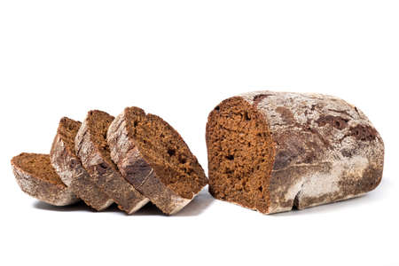 Fresh sliced rye bread isolated on white background.の写真素材