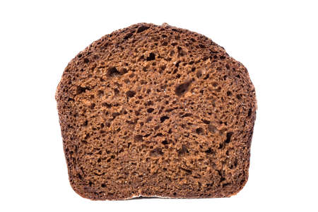 Slice of bread isolated on white background, close-up.の写真素材