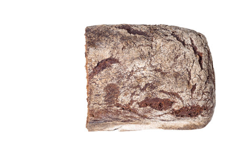 Half brick rye bread isolated on white. Top view.の写真素材