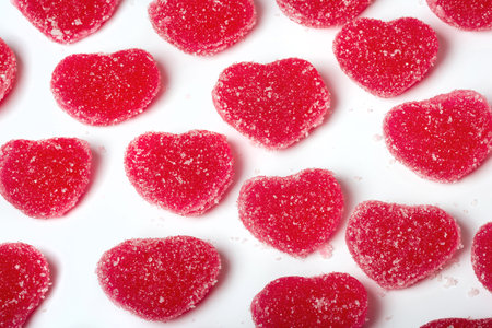Candies in the form of a heart. A view from above. Marmalade candies.の写真素材