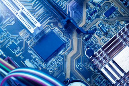 Computer circuit board. Electronic circuit. Computer technology concept.の写真素材