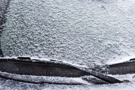 Winter frozen car windowの写真素材