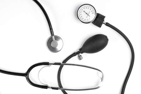 Tonometer health equipment on white background. concept of health, top view