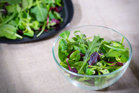 A vegetarian breakfast from fresh salad. Healthy meals.